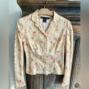 Ralph Lauren floral pearl button cotton women jacket size 2